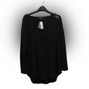 Lane Bryant Black Sweater with Button Detail